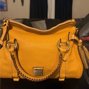 Dooney & Bourke Sorrento leather satchel in rare old gold 13inch ( small size)